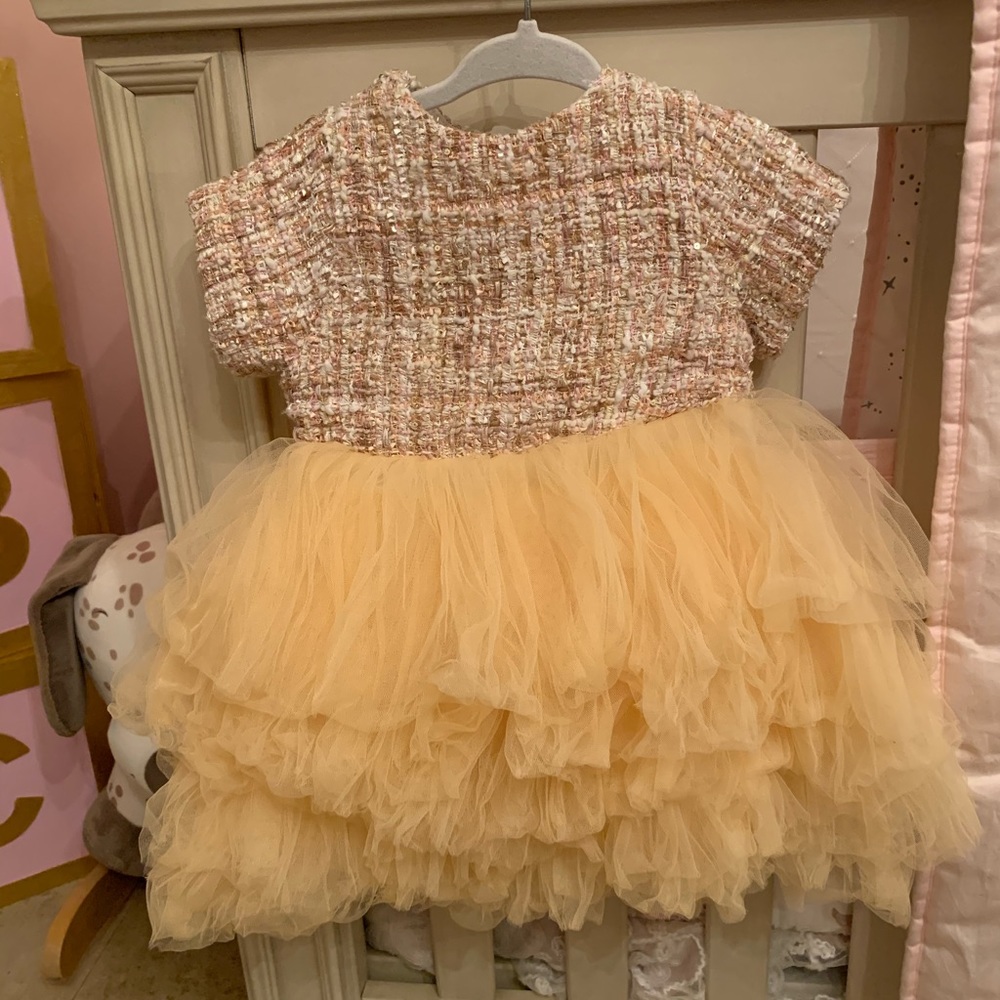 Custom tweed toddler dress with full tulle bottom